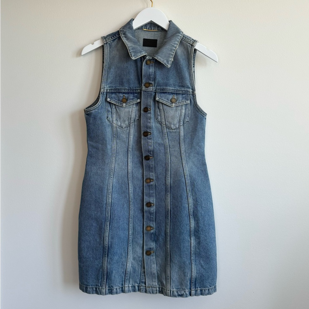 Saint Laurent Denim Mini Dress in Pasadena Blue Color